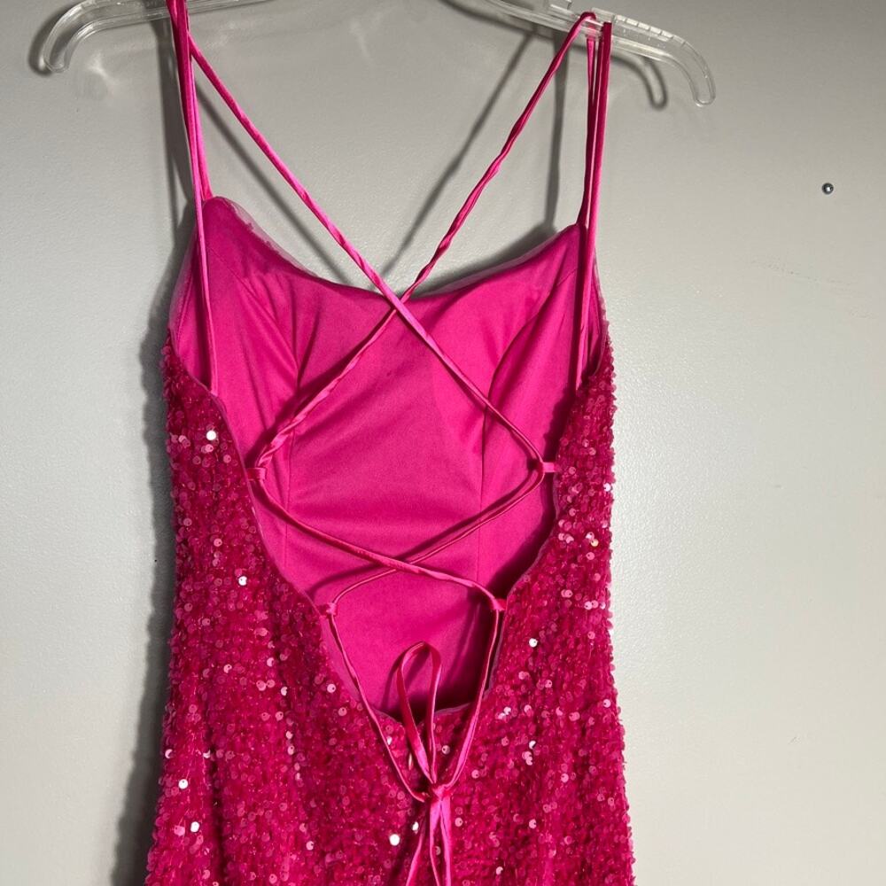 NWT Berlinnova Hot Pink Full Sequin Mermaid Prom Dress Long Formal Size 2 - Picture 9 of 14